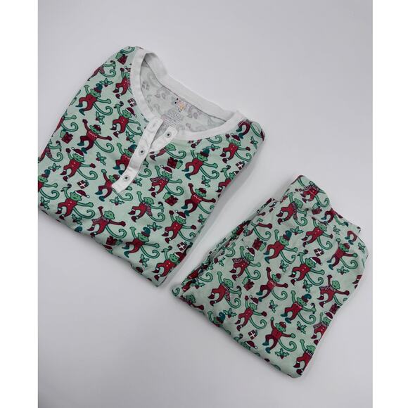 Roller Rabbit Kids Christmas Mint Mas Monkey Pajamas - Picture 1 of 4